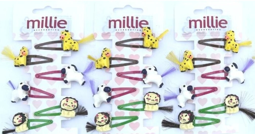 Millie pack of 6 animal hairclips